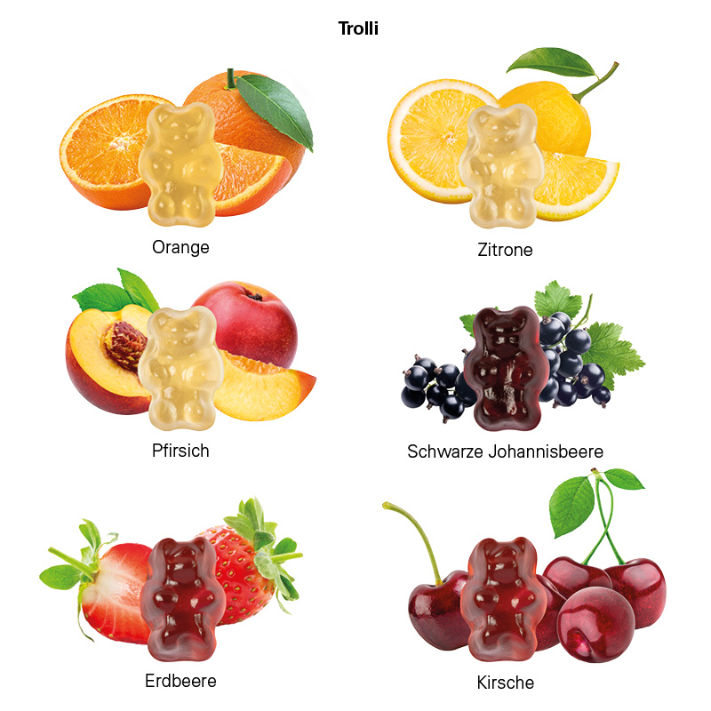 Minitüte,15 g, Folie transparent, Trolli Fruchtgummibären, 30% Fruchtsaftqualität