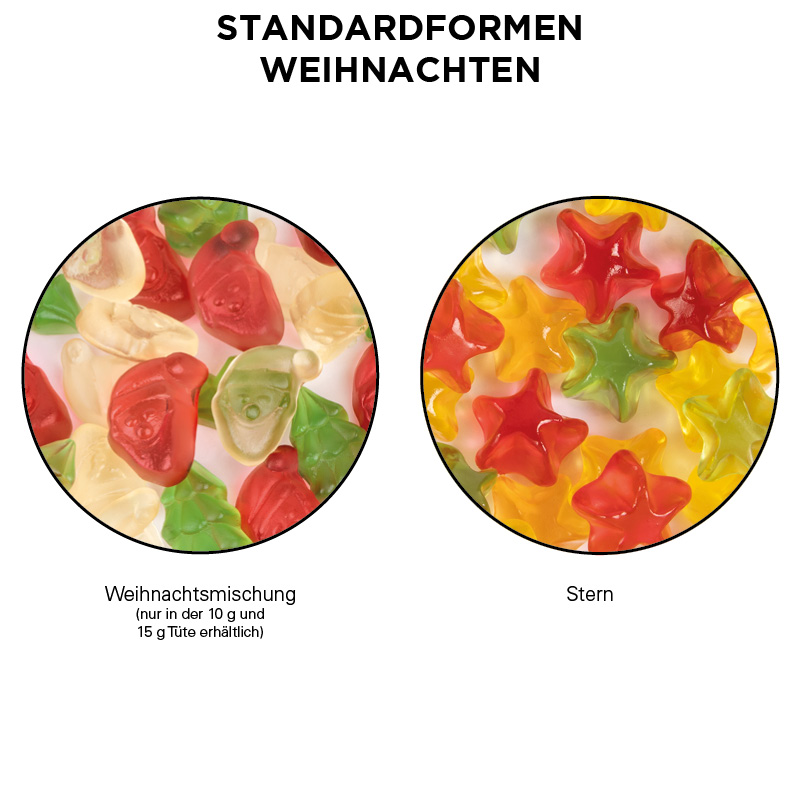 Minitüte, 15 g, kompostierbare Folie weiß, Trolli Weihnachtsmischung