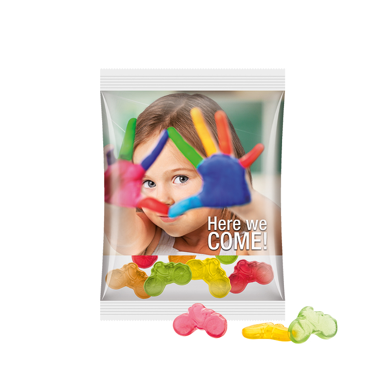 Maxitüte, Folie transparent, Trolli Fruchtgummi Fahrrad
