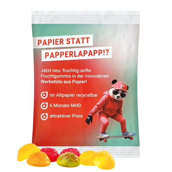 Maxitüte, recyclingfähiges Papier weiß, Trolli Fußbälle