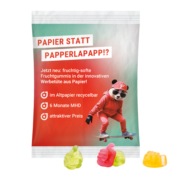 Maxitüte, recyclingfähiges Papier weiß, Trolli Daumen