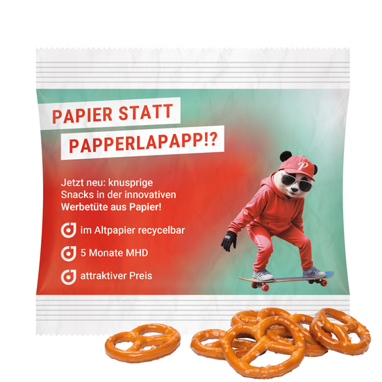 Snack Miditüte, Mini Brezel, recyclingfähigem Papier