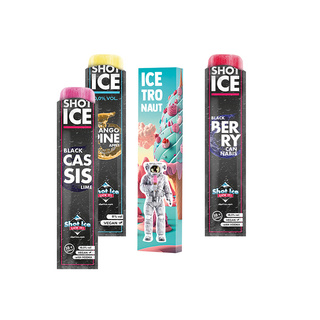 Werbeverpackung aus Karton, mit einem Shot Ice, verschiedene Sorten lieferbar.