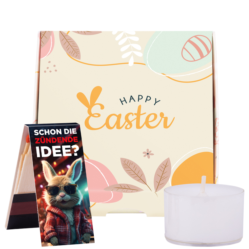 Klappbox S, Teelichter & Streichhölzer Ostern