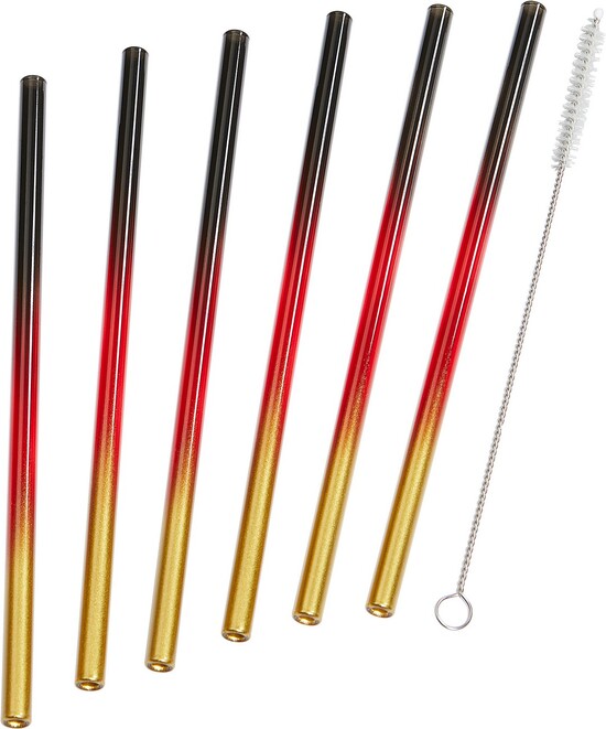 6er-Set farbige Halme + Bürste