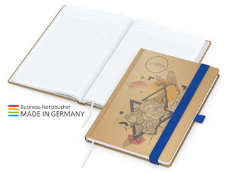 Notizbuch Match-Book White Bestseller A5 Natura braun-individuell, mittelblau