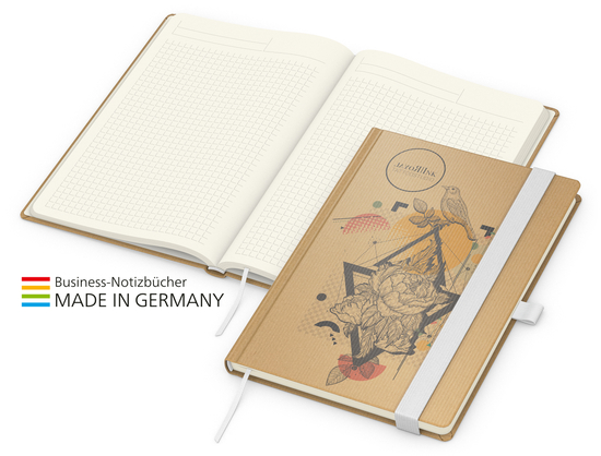 Notizbuch Match-Book Creme Bestseller A4 Natura braun-individuell, weiß