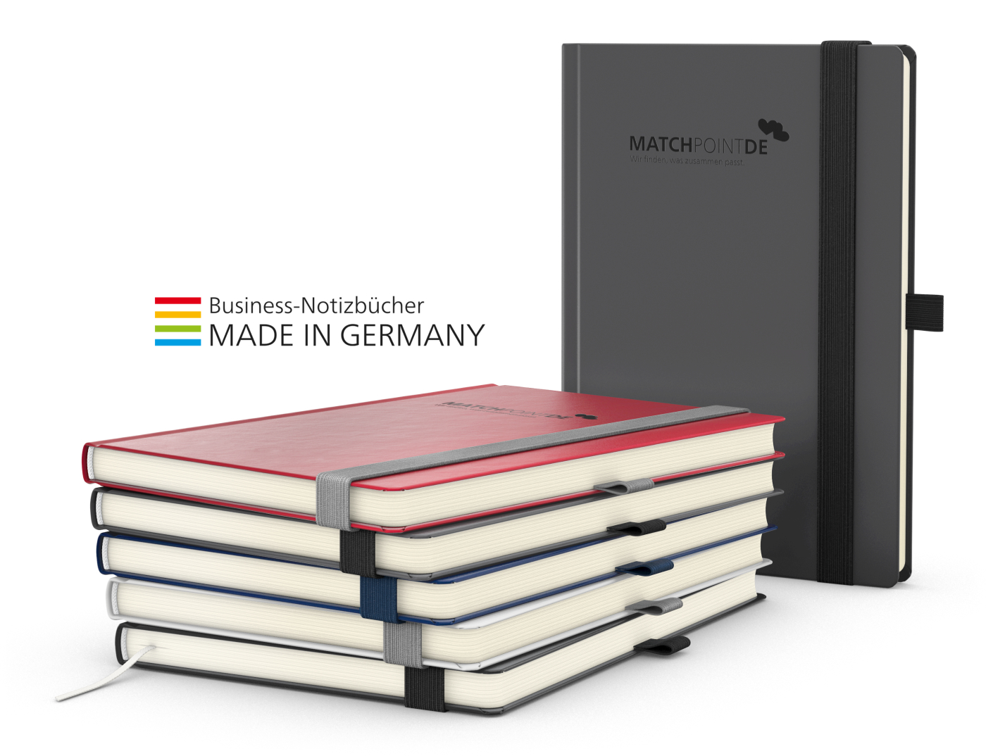 Notizbuch Vision-Book Creme Bestseller A5, schwarz inkl. Prägung schwarz-glänzend