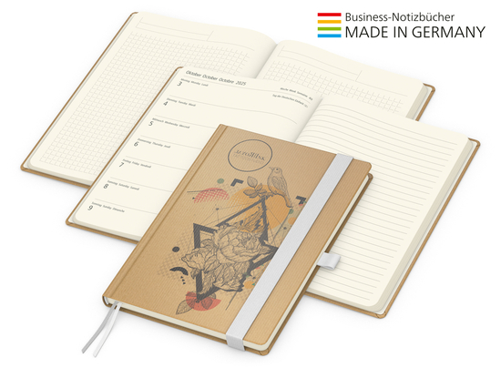 Buchkalender Match-Hybrid Creme Bestseller, Natura braun-individuell,  weiß