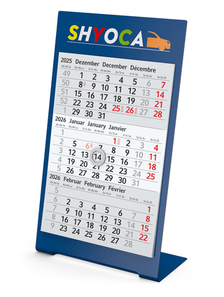 Tischkalender Desktop 3 Color Bestseller, 2 Jahre, blau