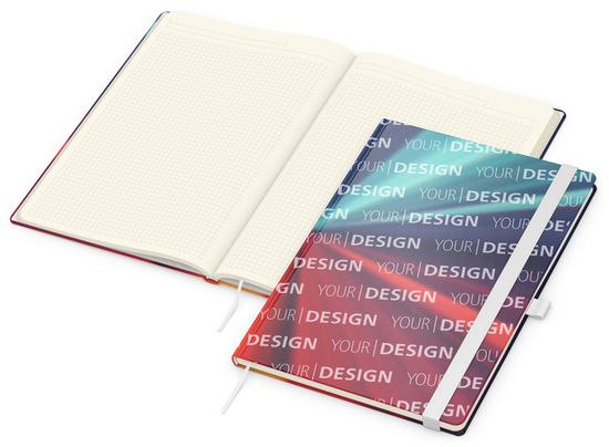 Notizbuch Match-Book Creme Bestseller, A4, Cover-Star, matt-individuell, weiß