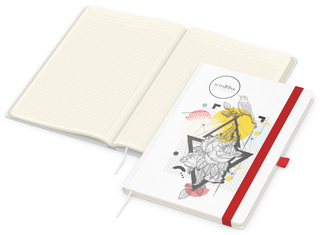 Notizbuch Match-Book Creme Bestseller, A4, Natura, individuell, rot