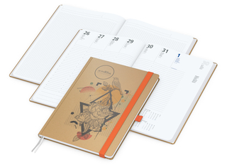 Wochenplaner Match-Hybrid White Bestseller, A4, Natura braun-individuell, orange