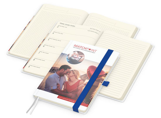 Wochenplaner Match-Hybrid Creme Bestseller, Cover-Star matt, mittelblau