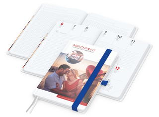 Wochenplaner Match-Hybrid White Bestseller, A5, Cover-Star matt-individuell, mittelblau