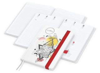 Wochenplaner Match-Hybrid White Bestseller, A5, Natura individuell, rot