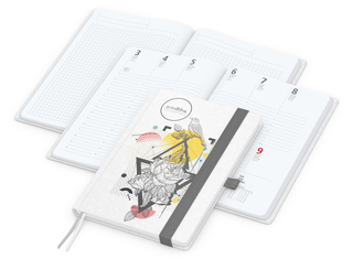 Wochenplaner Match-Hybrid White Bestseller, A5, Natura individuell, silbergrau