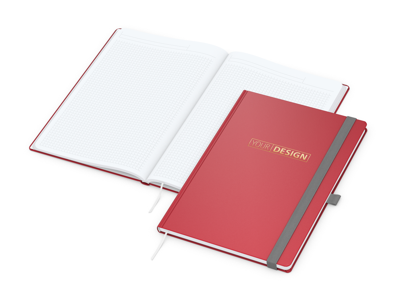 Notizbuch Vision-Book White Bestseller, A4, rot inkl. Goldprägung