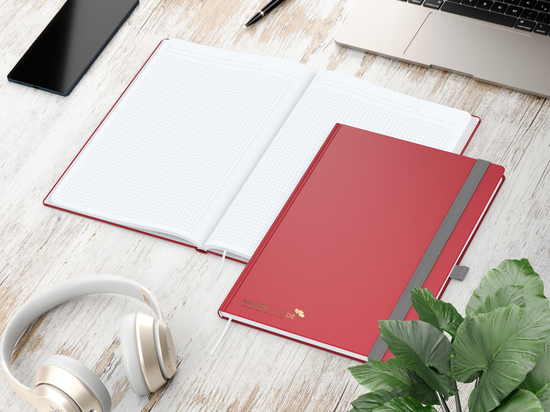 Notizbuch Vision-Book White Bestseller, A4, rot inkl. Goldprägung