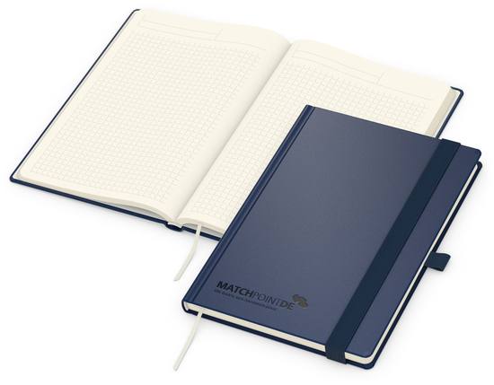 Notizbuch Vision-Book Creme Bestseller, A5, dunkelblau inkl. Prägung schwarz-glänzend