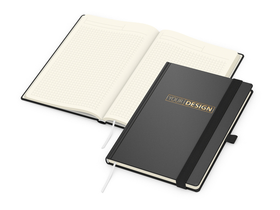 Notizbuch Vision-Book Creme Bestseller, A5, schwarz inkl. Goldprägung