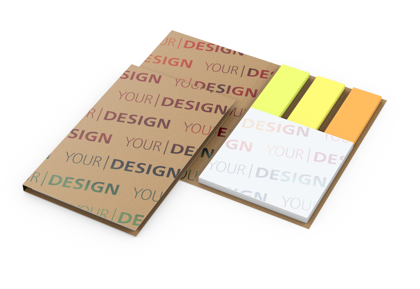 Haftnotiz-Set Berlin Naturkarton, 3 × 40 Brillantmarker, braun-individuell