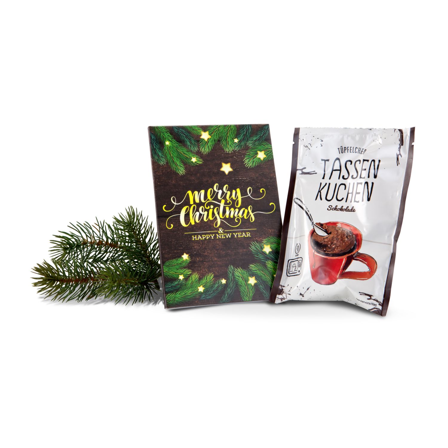 Geschenkartikel / Präsentartikel: Tassenkuchen 70 g, Merry Christmas 2K1357