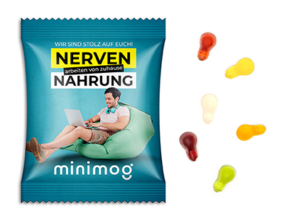 Fruchtgummi Standardformen 10 g Glühbirne Standard-Folie weiß