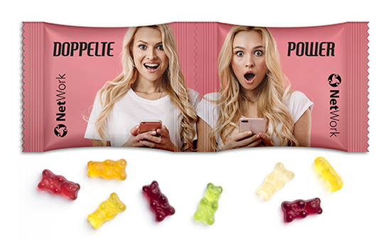 TwinSet 10 g Gummibärchen transparente kompostierbare Folie