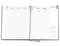 Wochenkalender "Manager D" im Format 21 x 26 cm, deutsches Kalendarium Grau/Blau mit Leseband, 144 Seiten Fadenheftung, Eckenperforation, Einband Magic hellbraun