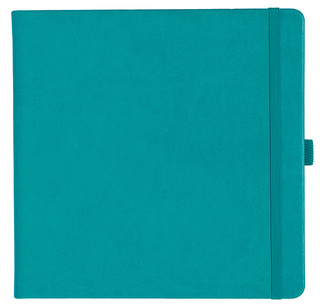 Notizbuch Style Square im Format 17,5x17,5cm, Inhalt kariert, Einband Slinky in der Farbe Turquoise