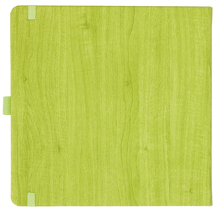 Notizbuch Style Square im Format 17,5x17,5cm, Inhalt kariert, Einband Woody in der Farbe Lime