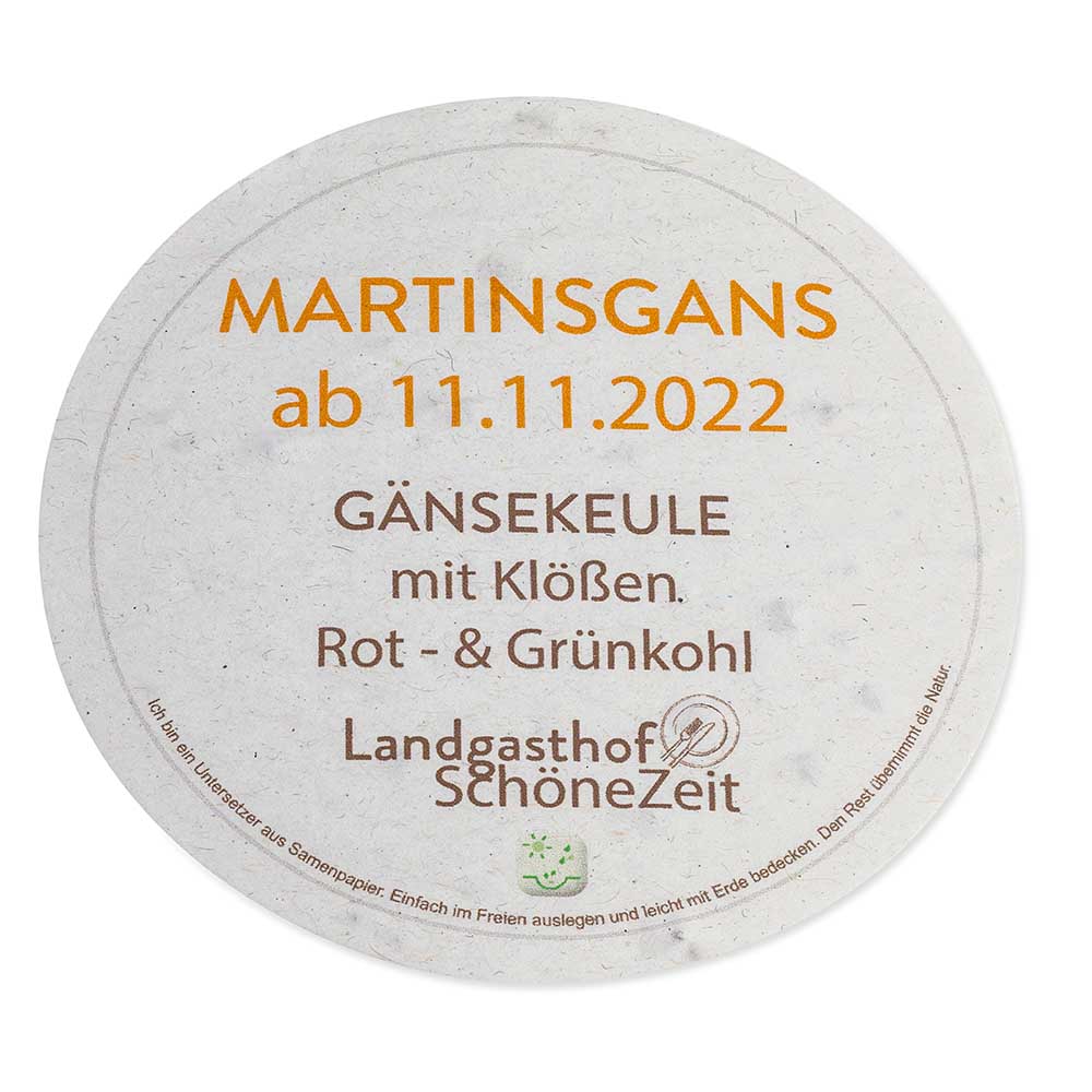 Samenpapier Bierdeckel - rund, Druck 4/0-C
