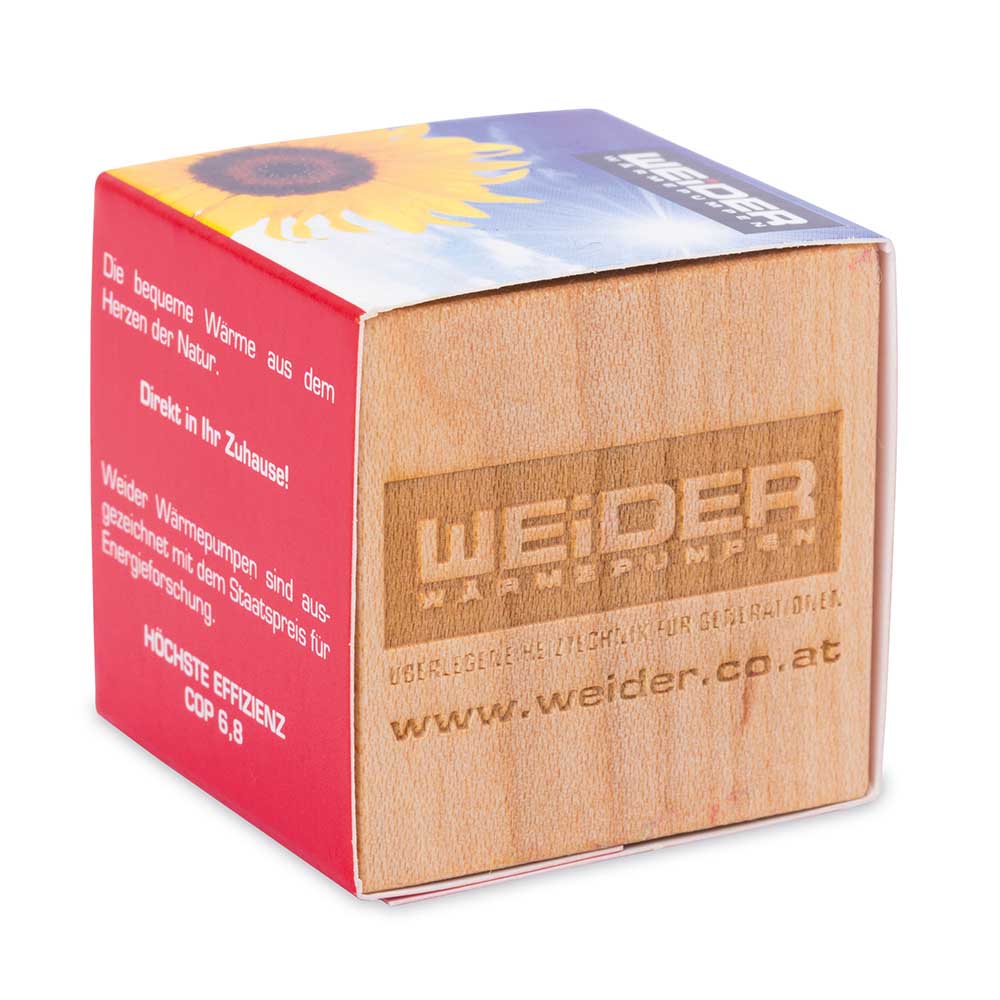 Pflanz-Holz Magnet mit Samen - Vergissmeinnicht, 1 Seite gelasert