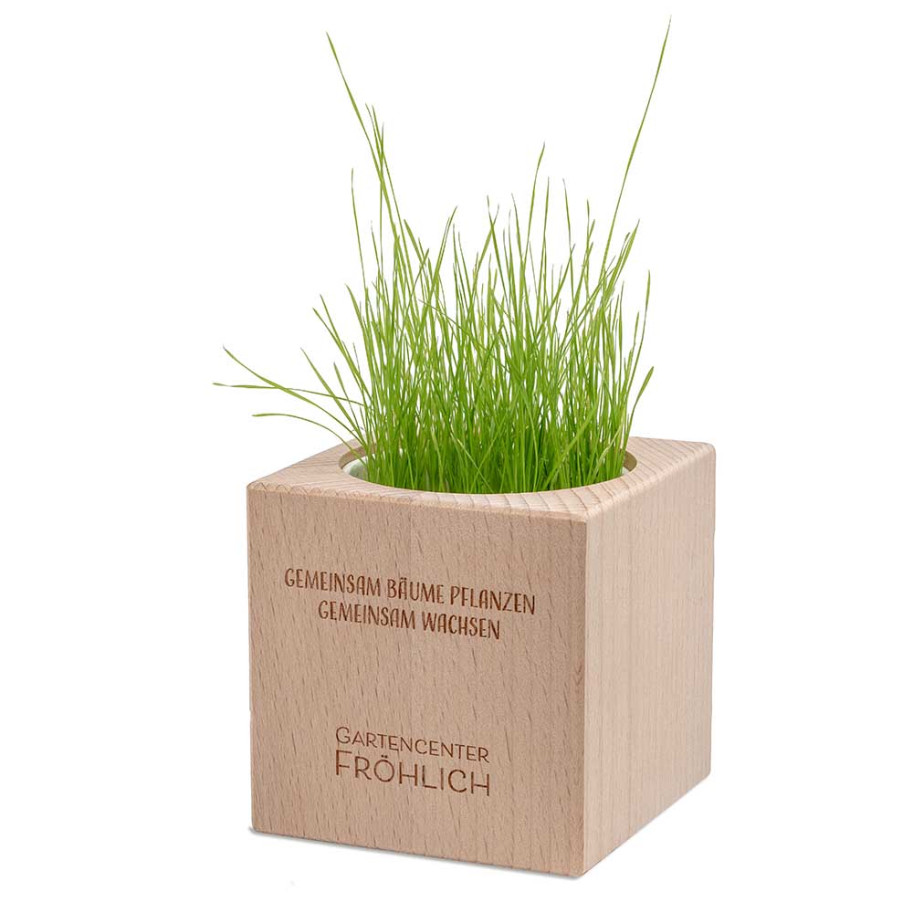 Pflanz-Holz Grande mit Samen - Sommerblumenmischung, 2 Seiten gelasert