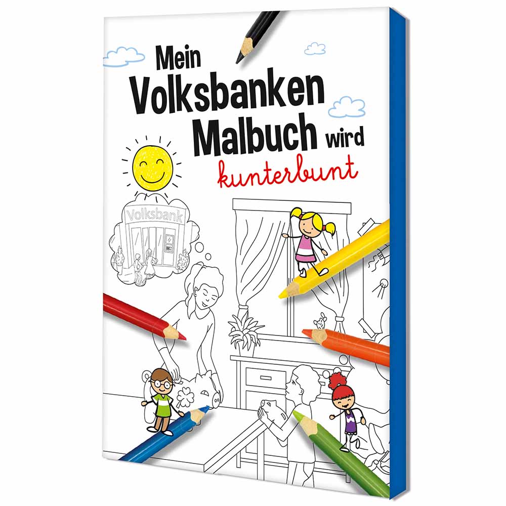 Malbuch / Mal-Set A6 - Volksbanken&Raiffeisenbanken - Malset mit 1-c Logoeindruck