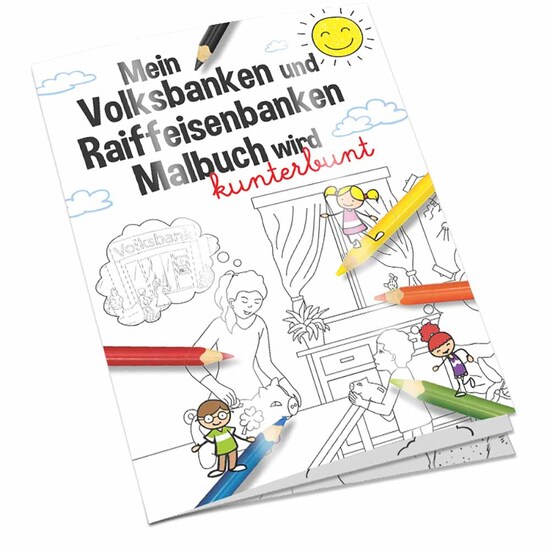 Malbuch / Mal-Set A6 - Volksbanken&Raiffeisenbanken - Malset mit 1-c Logoeindruck