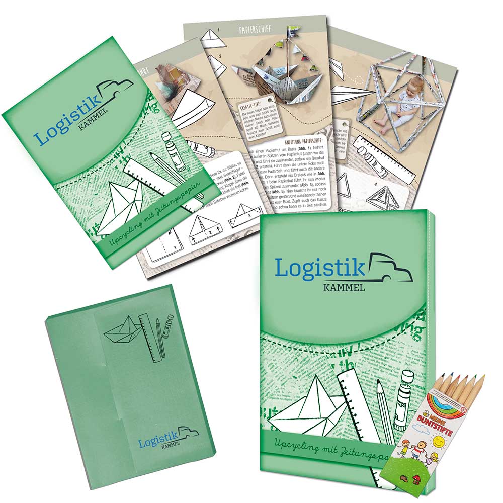 Upcycling-Set - Zeitungspapier - individuell 4/0-c