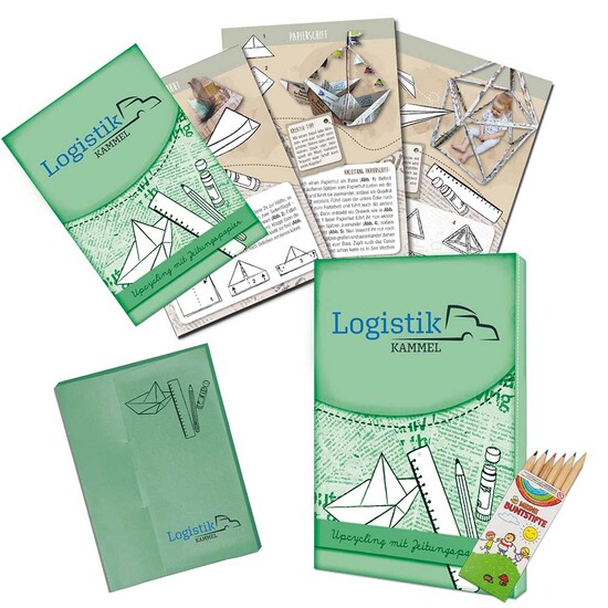 Upcycling-Set - Zeitungspapier - individuell 4/0-c