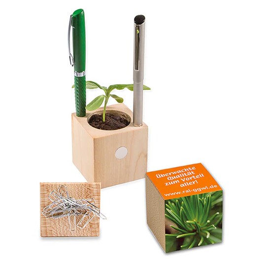 Pflanz-Holz Büro Xmas mit Fichtensamen - Fichte, 2 Seiten gelasert