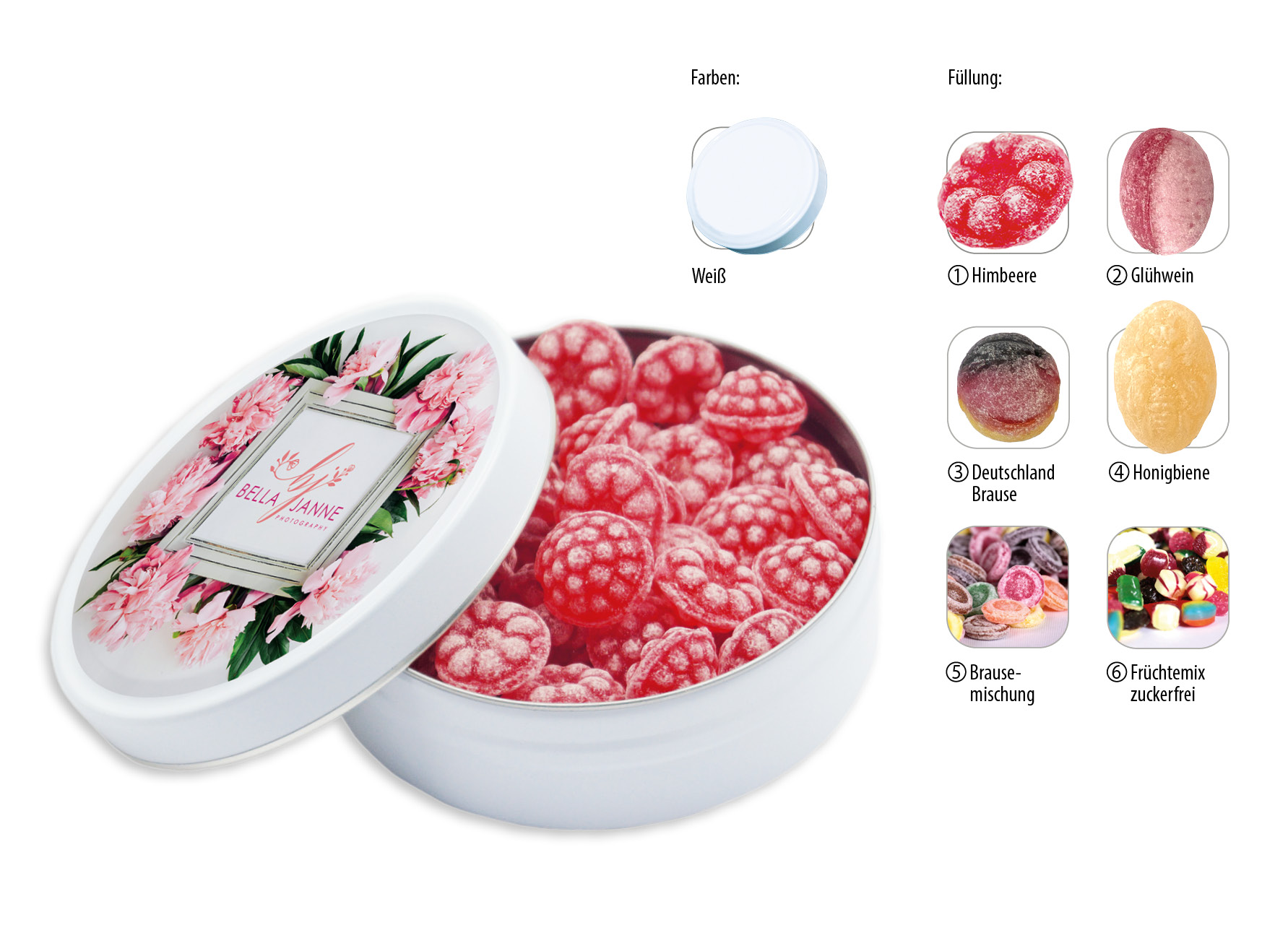 Runddose 99, Inhalt: Bonbons Deutschland Brause ca. 120 g