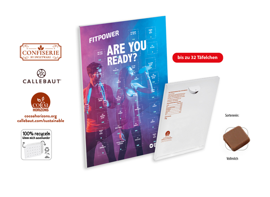 Countdown-Eventkalender Wandkalender, Inhalt: Callebaut Vollmilch Schokolade Kalender ca. 100 g