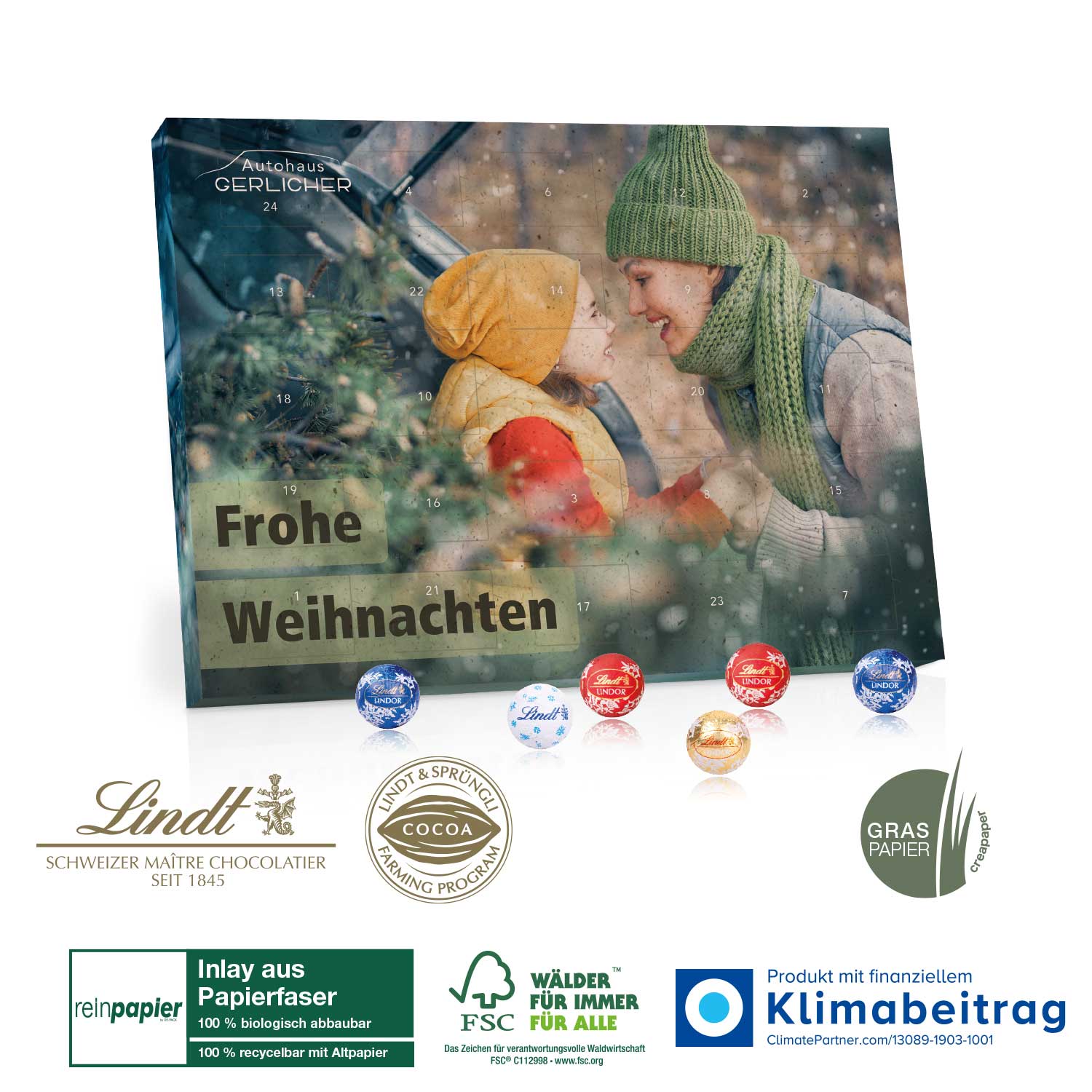 Adventskalender aus Graspapier Lindt „Gourmet Edition“ Organic