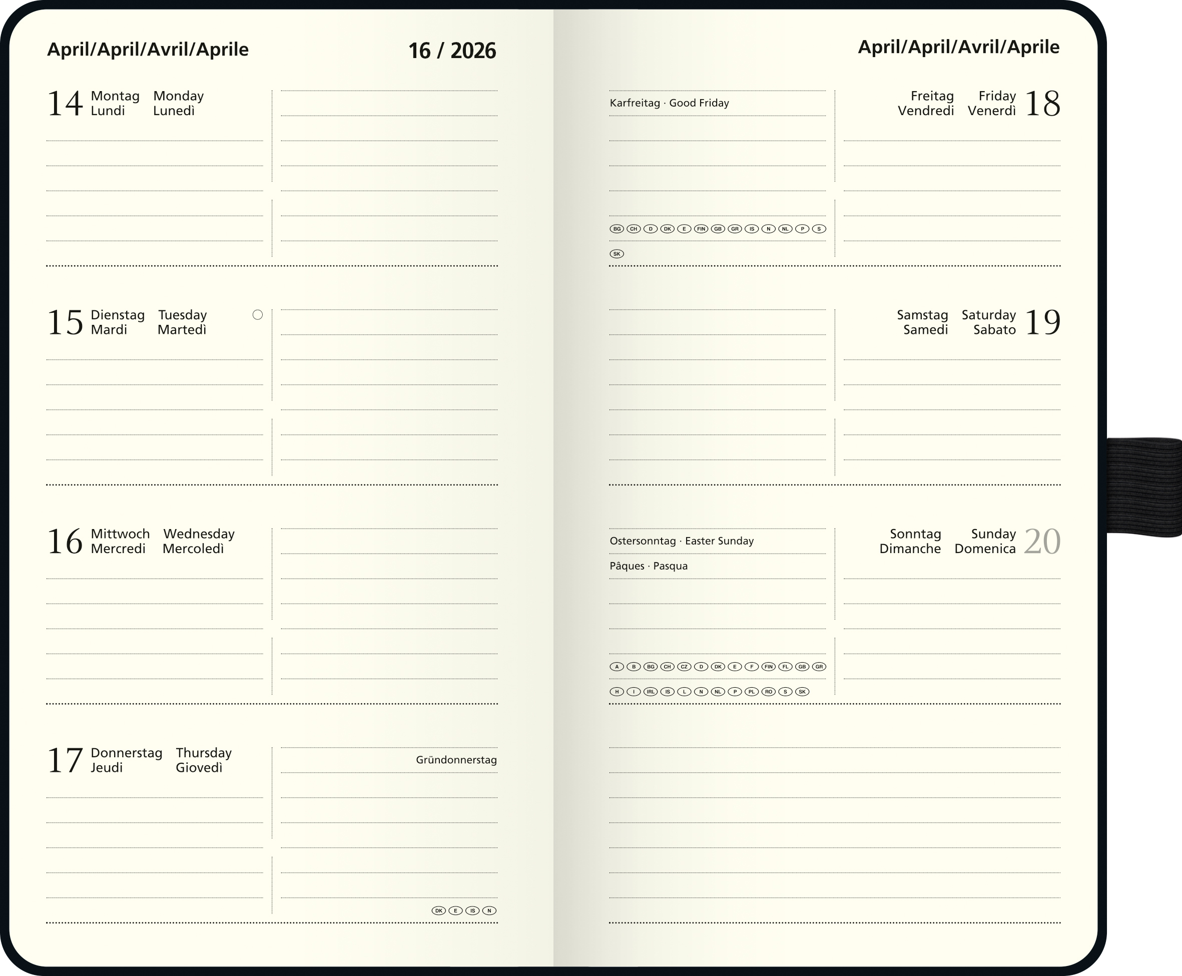 Taschenkalender "Kompagnon" Modell 756 66, schwarz