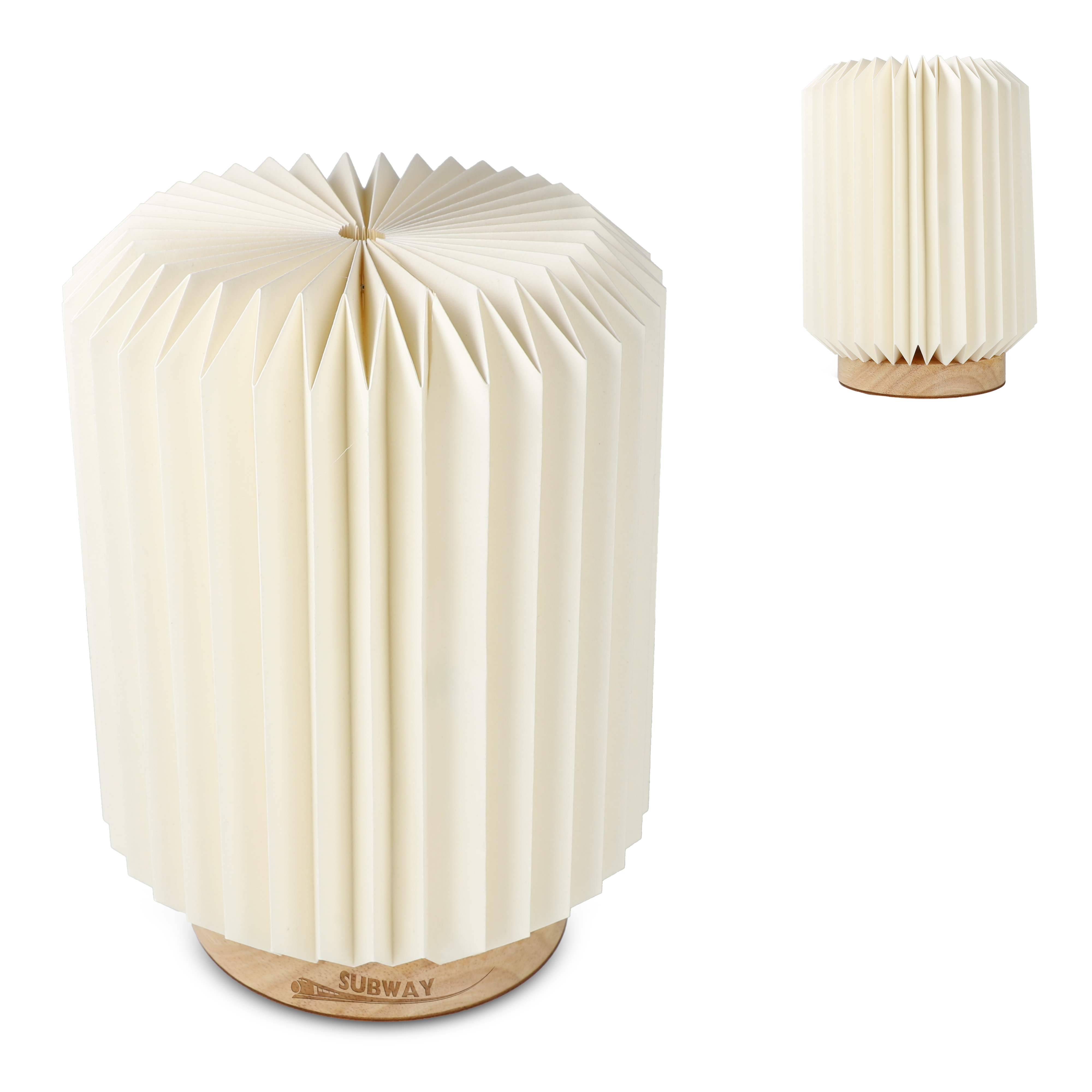 Coollux faltbare Papier LED-Lampe Aurora auf Holzsockel, 22cm