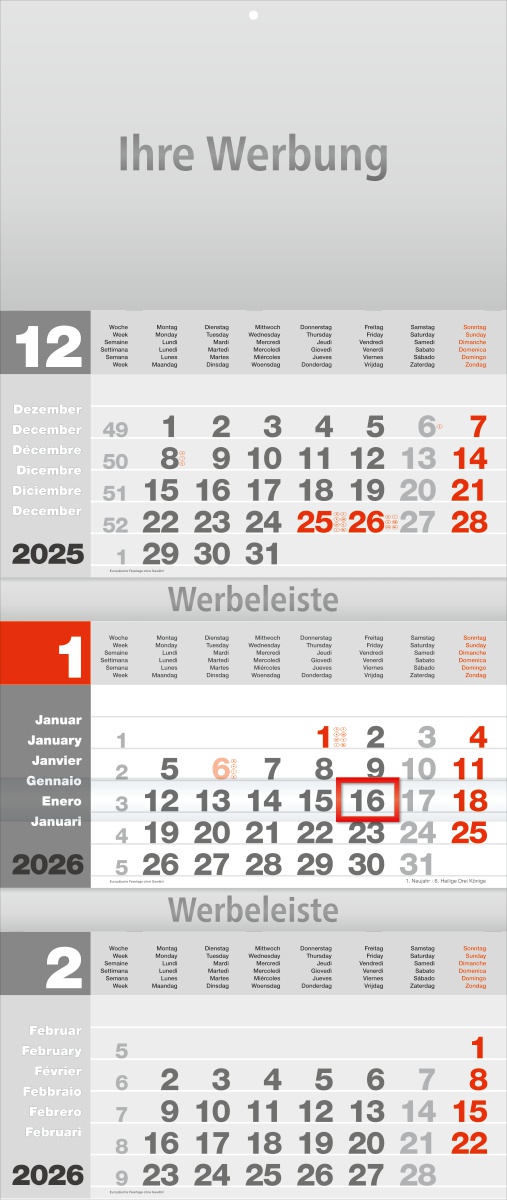 Dreimonatsplaner Design-trio grau