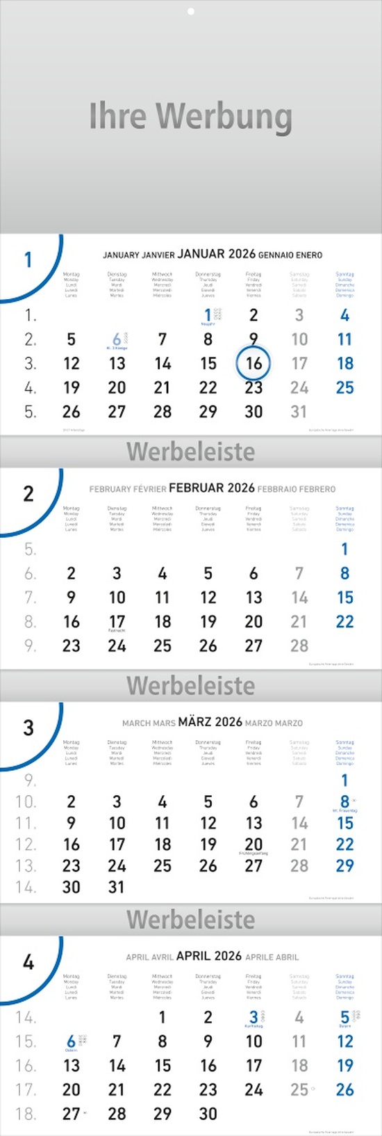 Viermonatsplaner Future-quattro blau