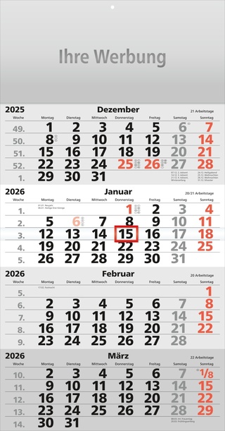 Viermonatsplaner Compact-quattro, rot